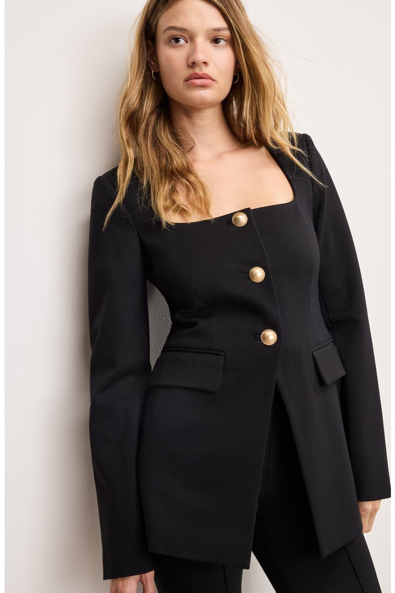 Stretch Ponte Sculpt Blazer, Alternate, color, BLACK001