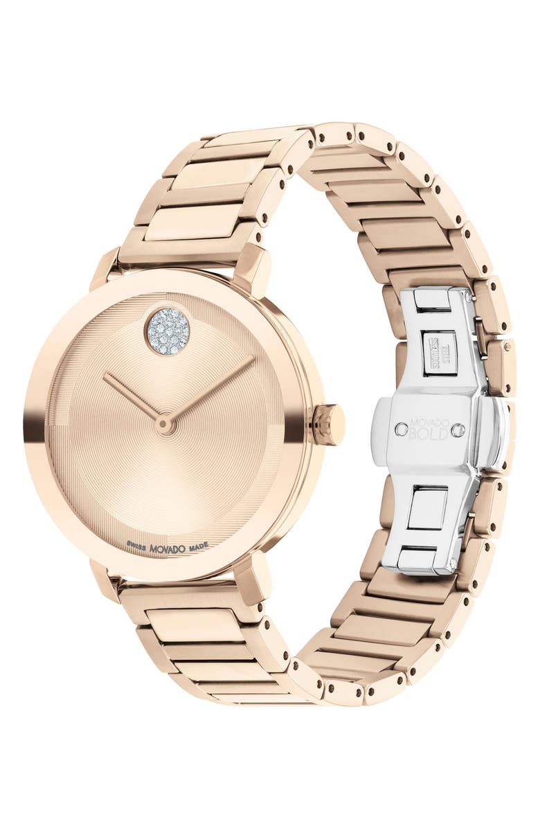 Movado Bold Evolution 2.0 Bracelet Watch, 34mm, Alternate, color, Rose Dial
