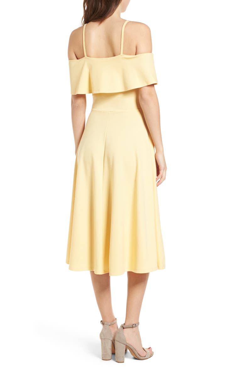 Cold Shoulder Midi Dress, Alternate, color, YELLOW CLOUD