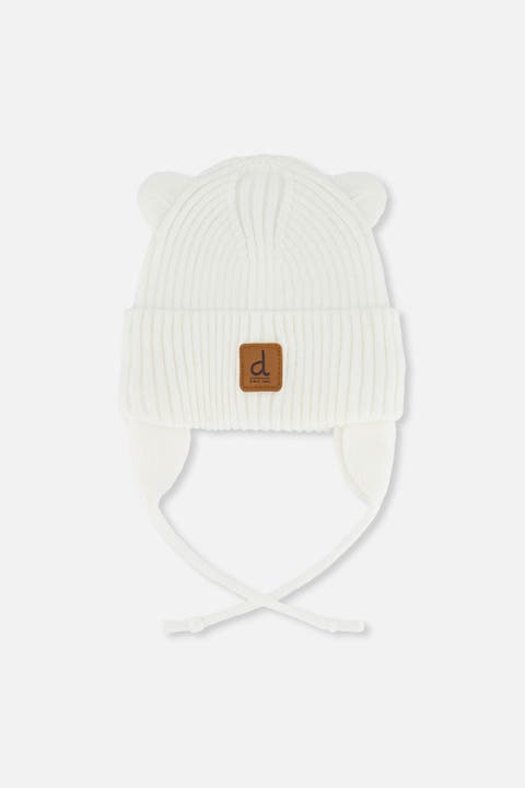 Knit Bear Ears Tie Strings Hat