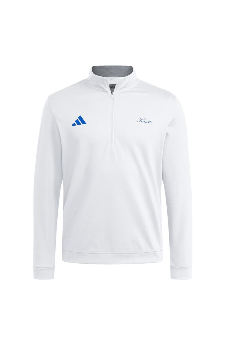 adidas Men's adidas White Kansas Jayhawks Elevated Quarter-Zip Jacket, Alternate, color, White