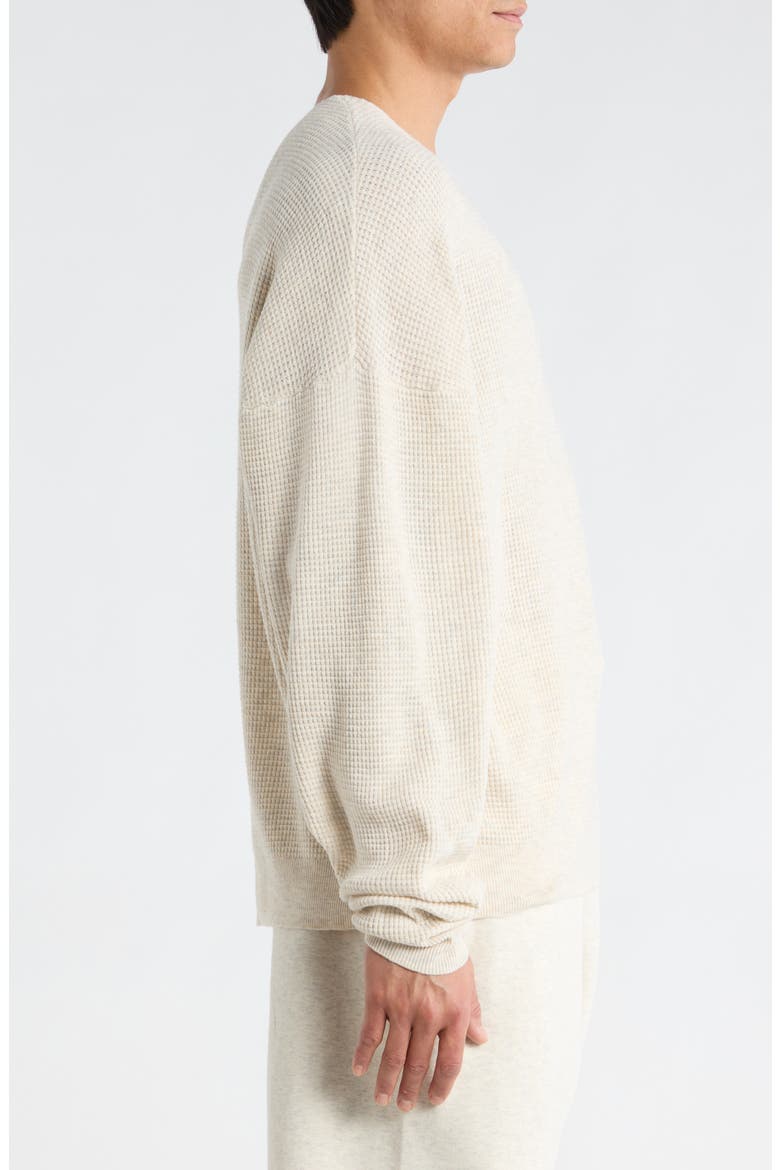 '90s Waffle Knit Sweater, Alternate, color, OATMEAL HEATHER/ BLACK