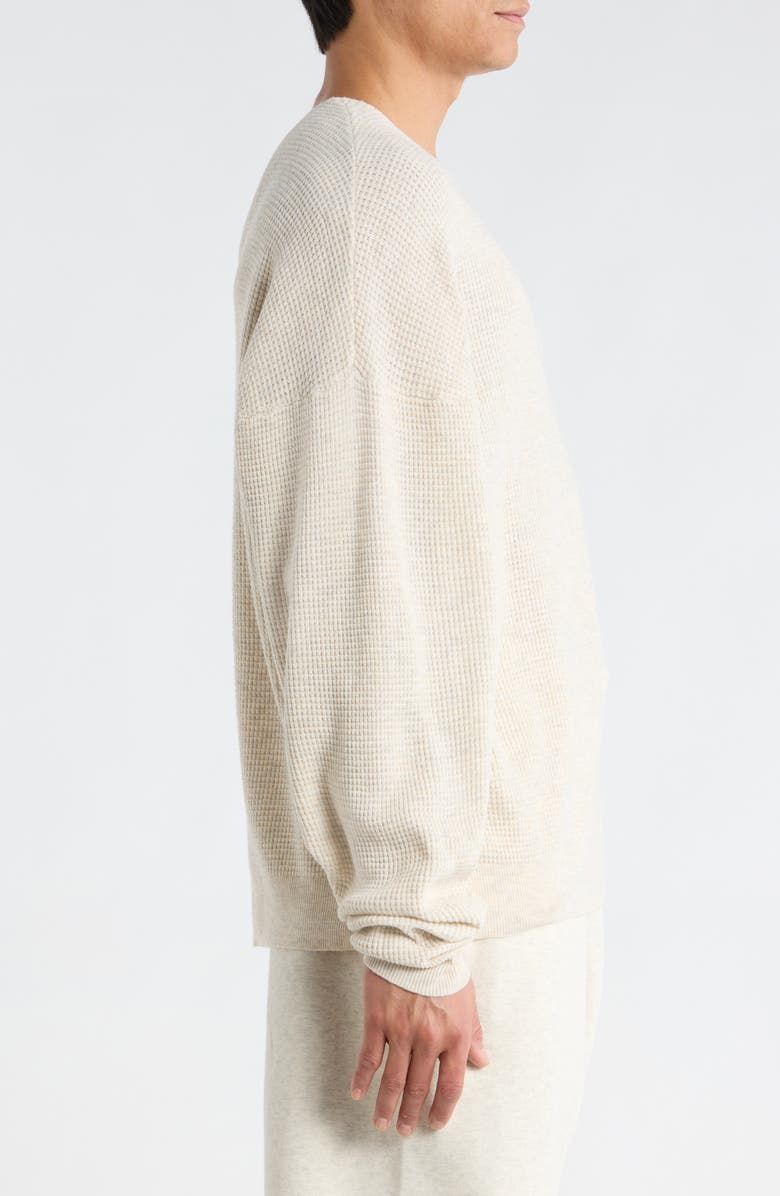 Fear of God Essentials '90s Waffle Knit Sweater, Alternate, color, Oatmeal Heather/ Black