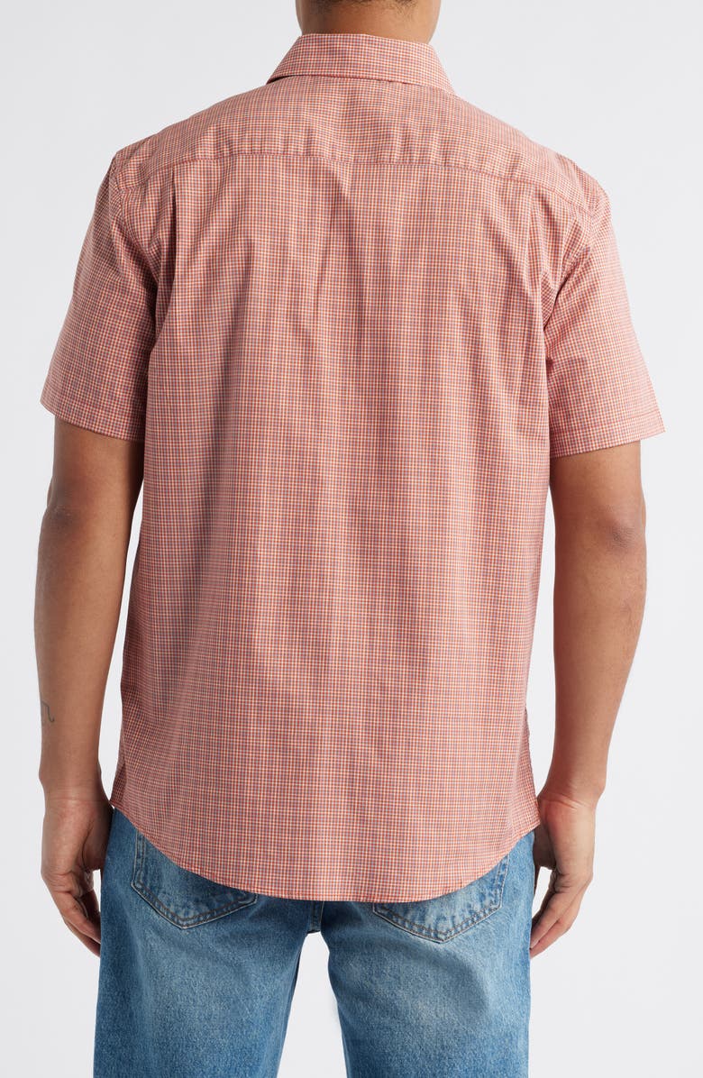 Pendleton Academy Check Pima Cotton Short Sleeve Button-Up Shirt, Alternate, color, Brick/ Blue Plaid