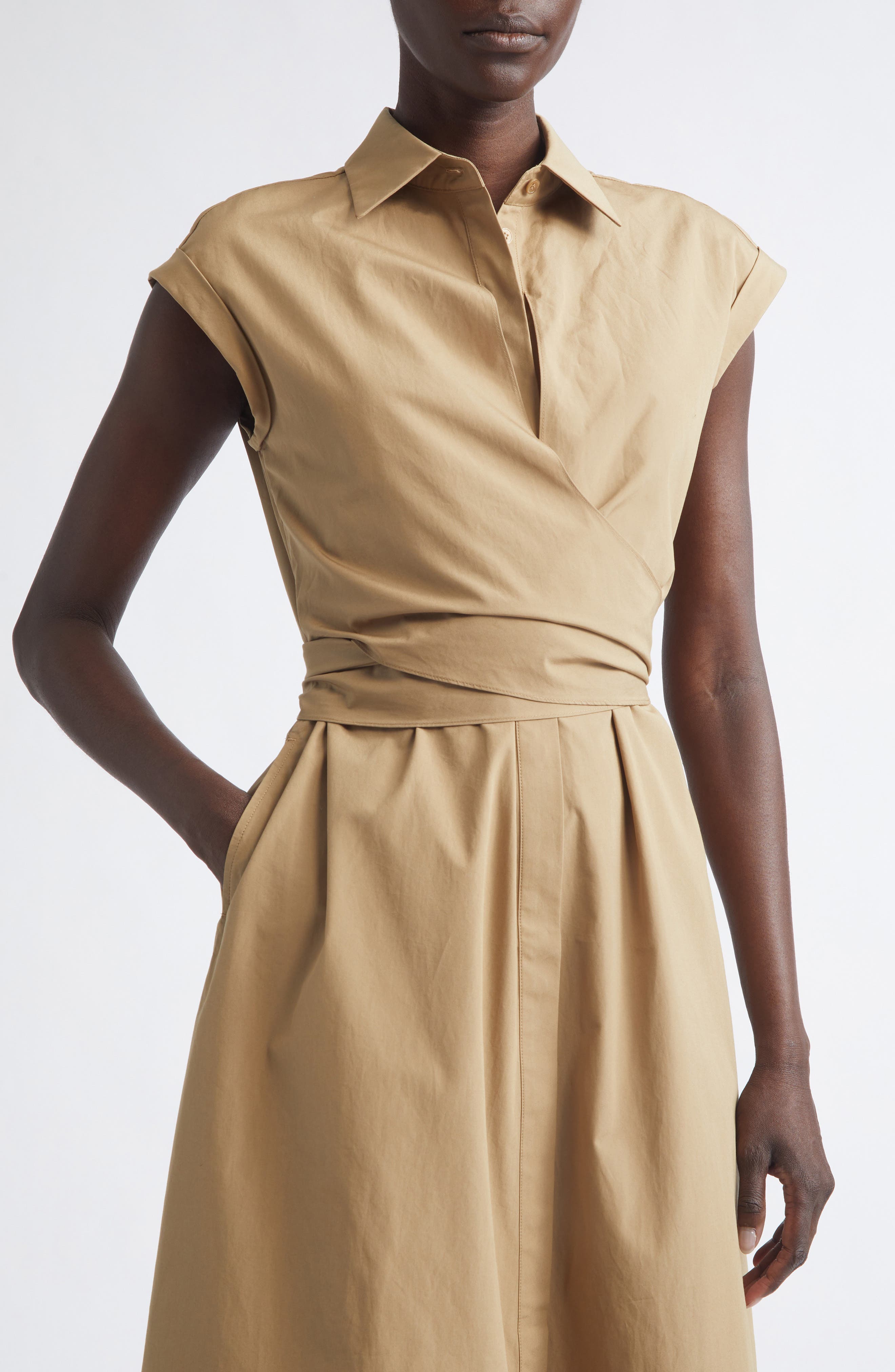 Женские Lafayette 148 New York Organic Cotton Poplin Wrap Shirtdress — фото 4
