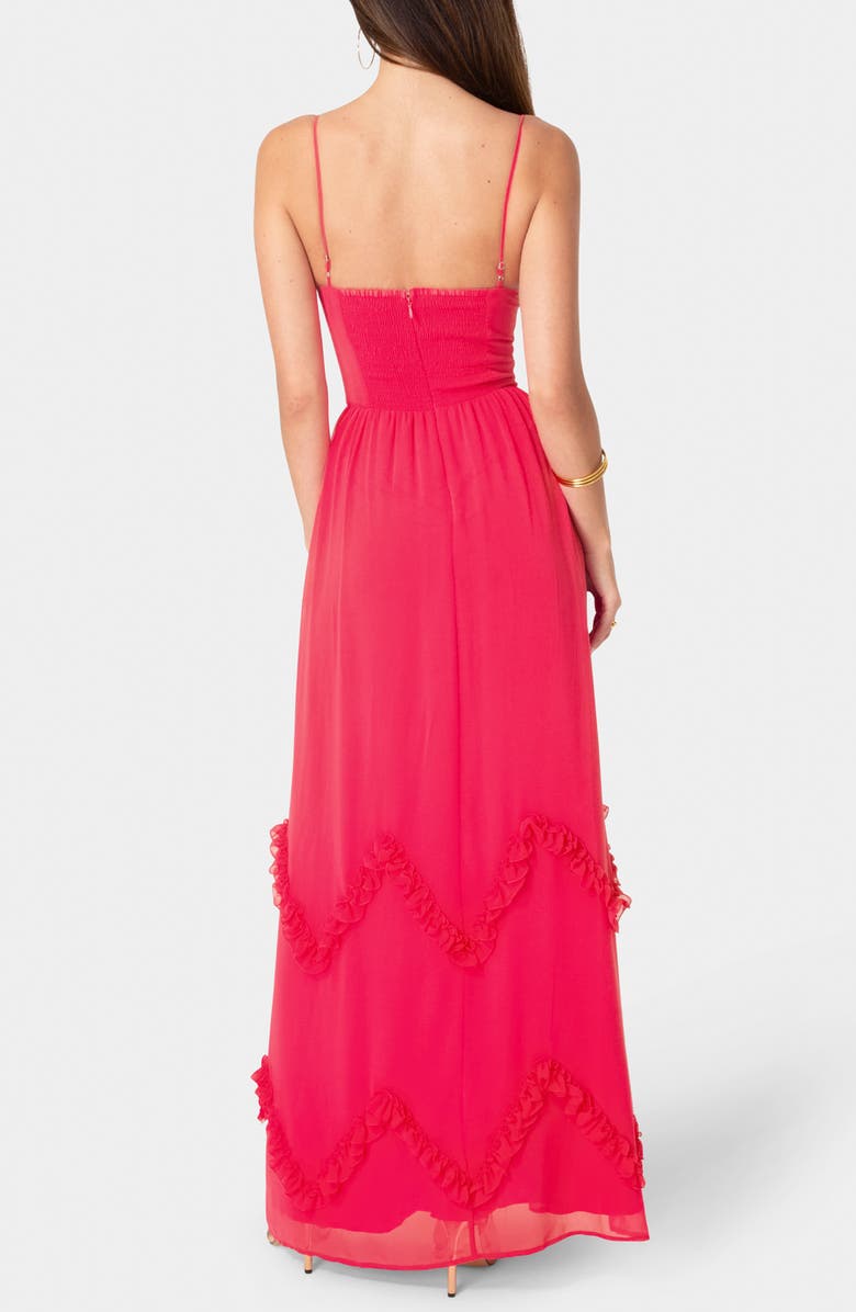 bebe Soft Ruffle Corset Maxi Dress, Alternate, color, Fuchsia