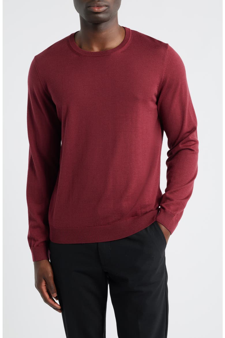 Leno Virgin Wool Crewneck Sweater, Main, color, DARK RED
