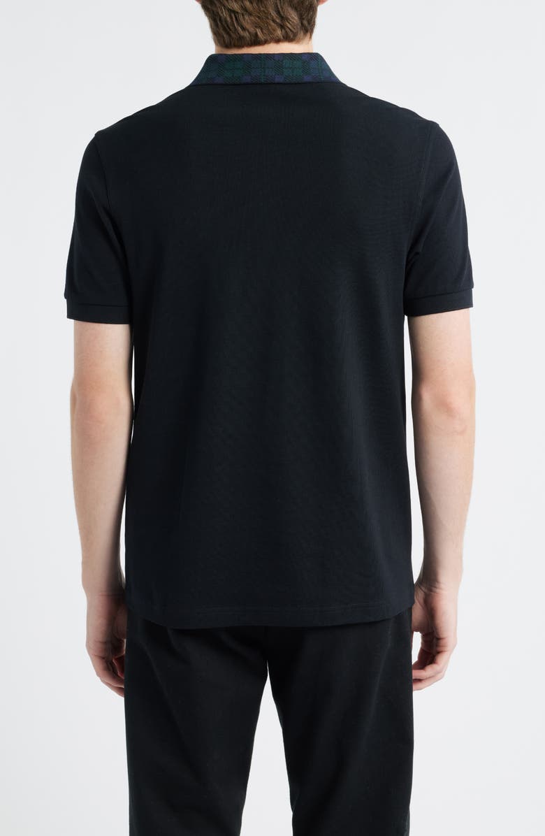 Fred Perry Blackwatch Tartan Collar Cotton Piqué Polo, Alternate, color, Black