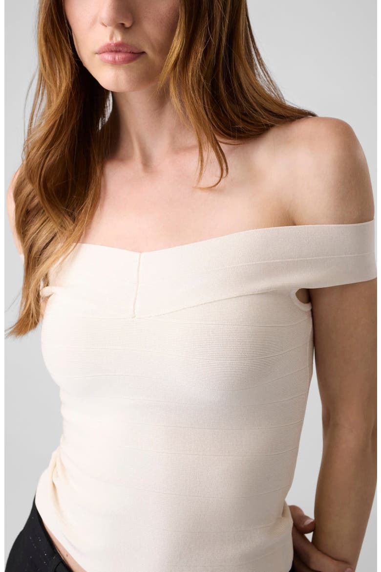 Alexis Off the Shoulder Bandage Top, Alternate, color, IVORY
