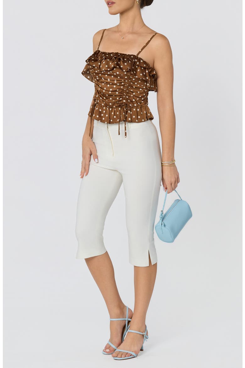 Brynn Side Cinch Camisole, Alternate, color, BROWN POLKA DOT