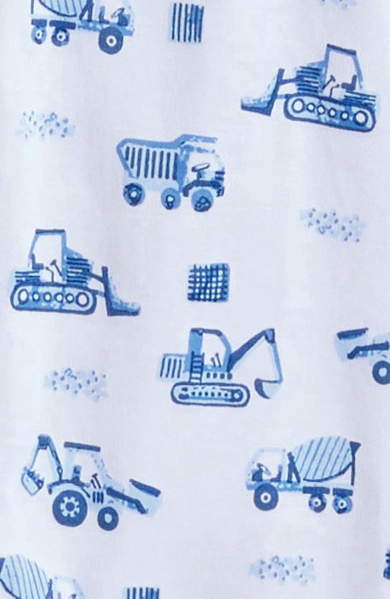 Kissy Kissy Heavy Equipment Print Pima Cotton Zip Footie, Alternate, color, 