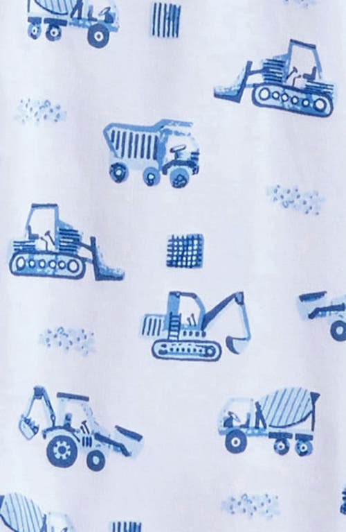 Kissy Kissy Heavy Equipment Print Pima Cotton Zip Footie In Light Blue