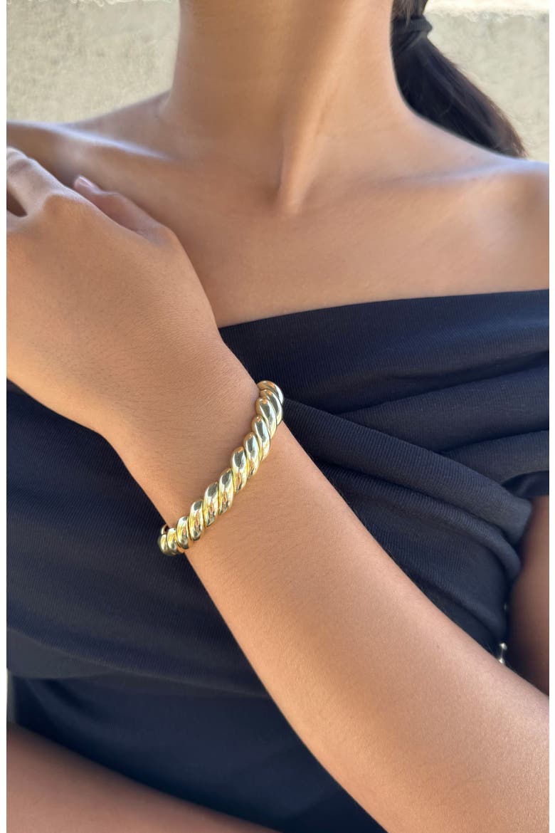 Macaroni Stretch Chain Bracelet, Alternate, color, GOLD