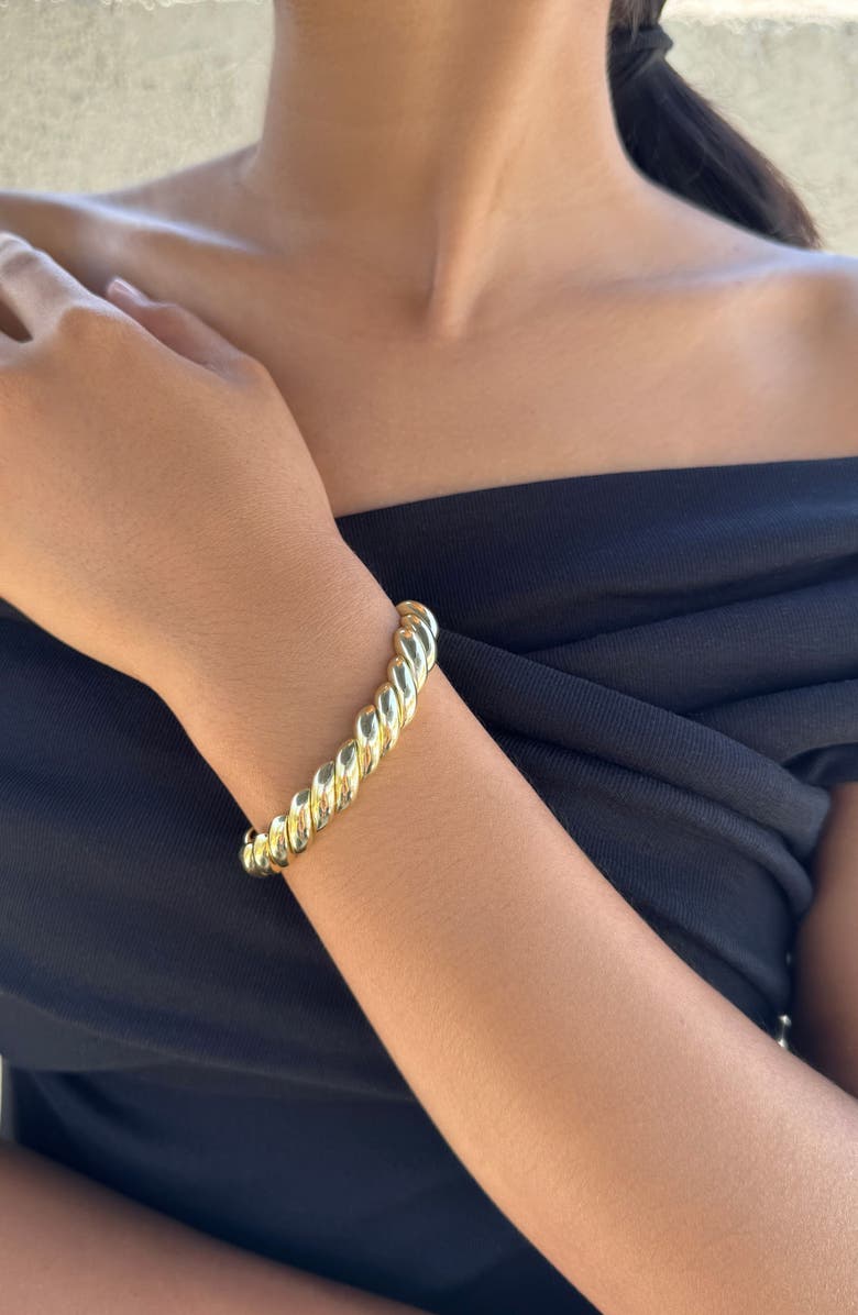 Adornia Macaroni Stretch Chain Bracelet, Alternate, color, Gold