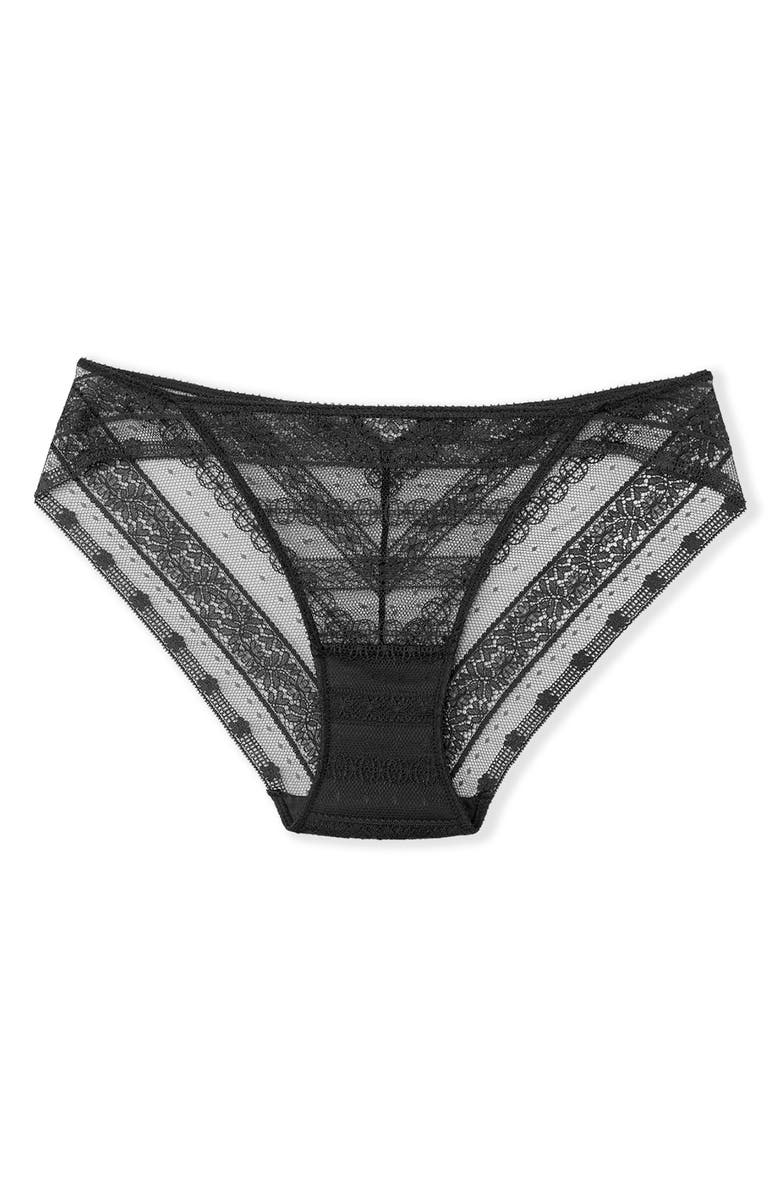 Etam Exception Embroidered Panties, Alternate, color, Black