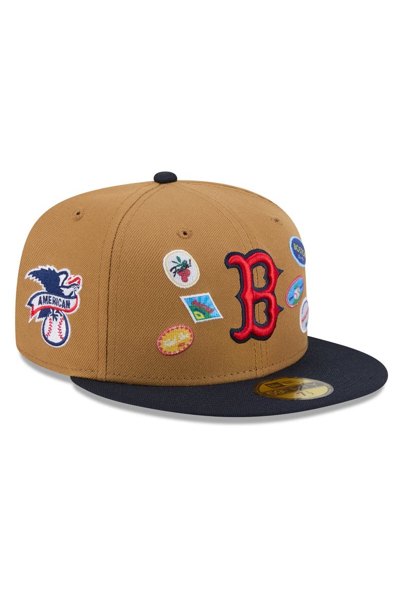 Men's New Era Tan Boston Red Sox Fruit Sticker 59FIFTY Fitted Hat, Main, color, Tan
