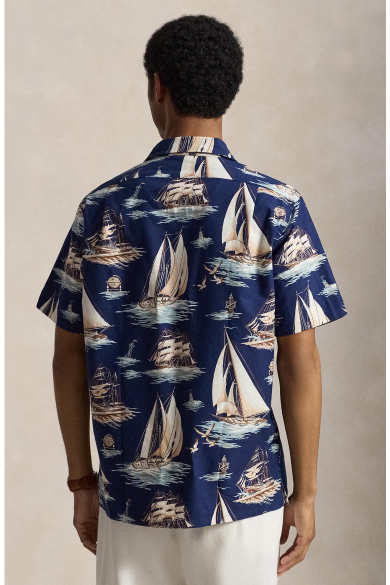 Classic Fit Sailboat Print Oxford Shirt, Alternate, color, VINTAGE SCHOONERS
