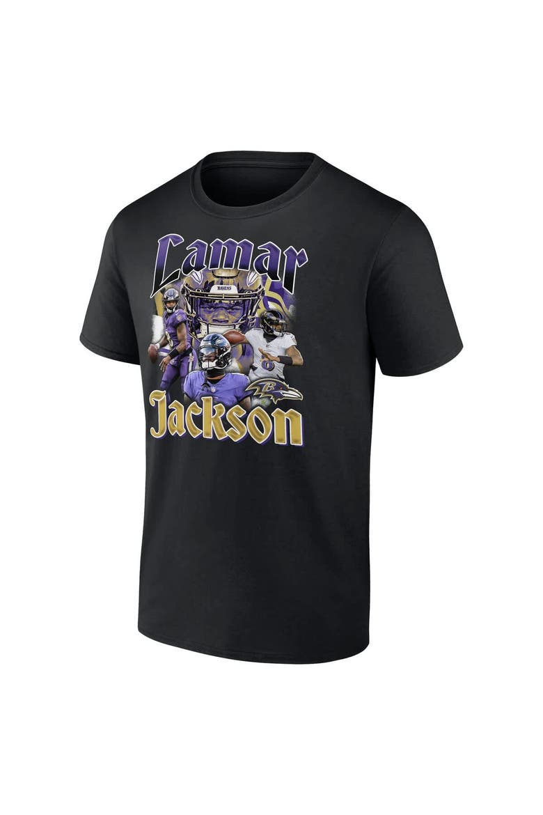 Men's Fanatics Lamar Jackson Black Baltimore Ravens Notorious Player Graphic T-Shirt, Alternate, color, Black