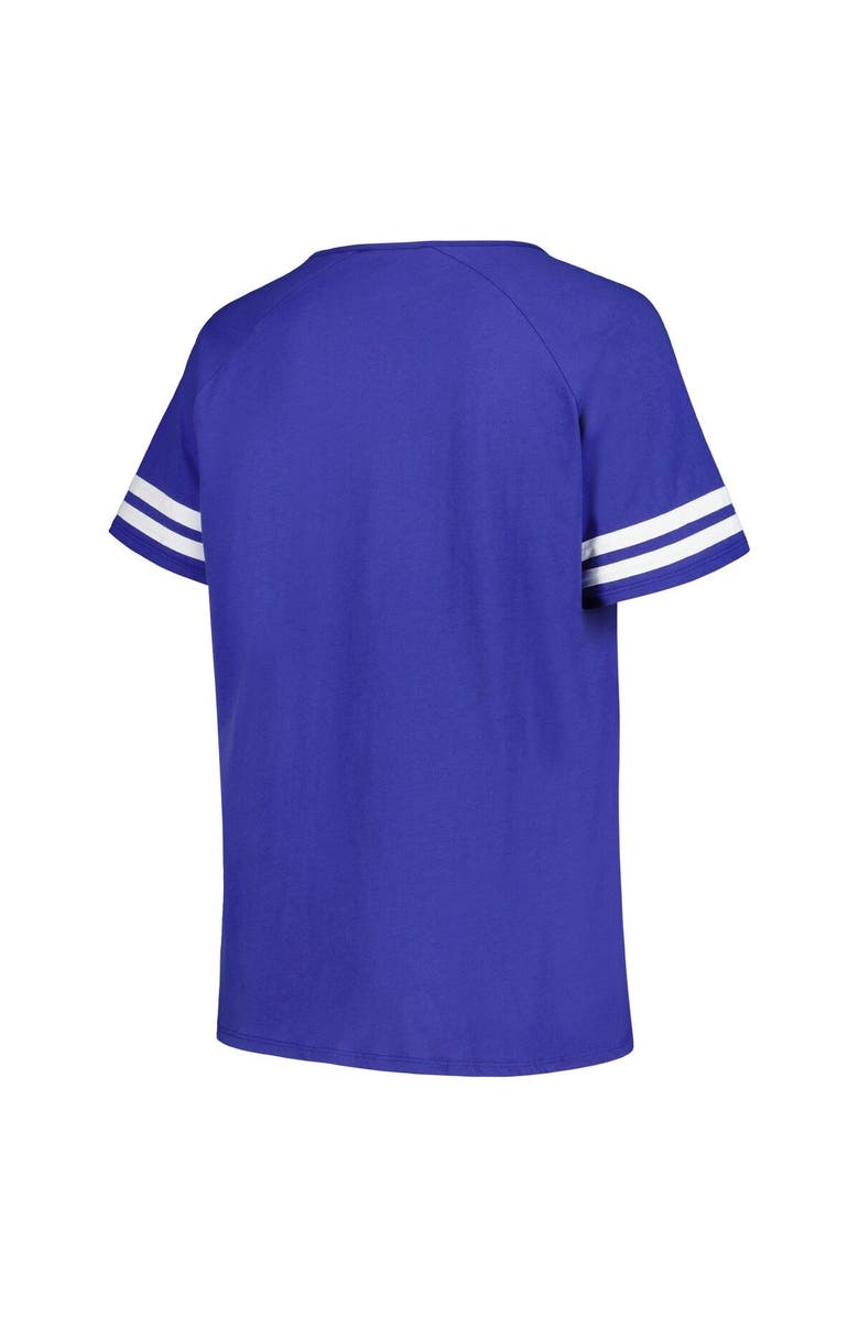 FANATICS Women's Fanatics Branded Royal Los Angeles Rams Plus Size Logo Notch Neck Raglan Sleeve T-Shirt, Alternate, color, 