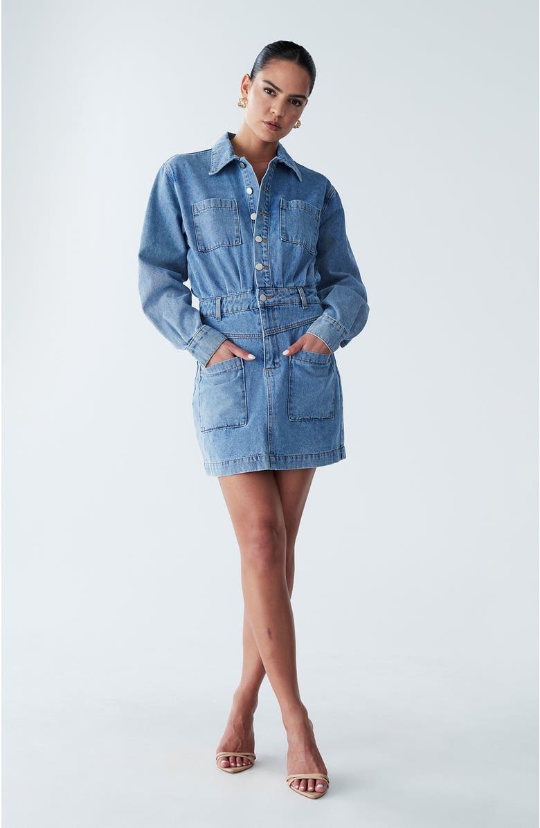 BWLDR Cannes Dress, Alternate, color, Light Blue Wash