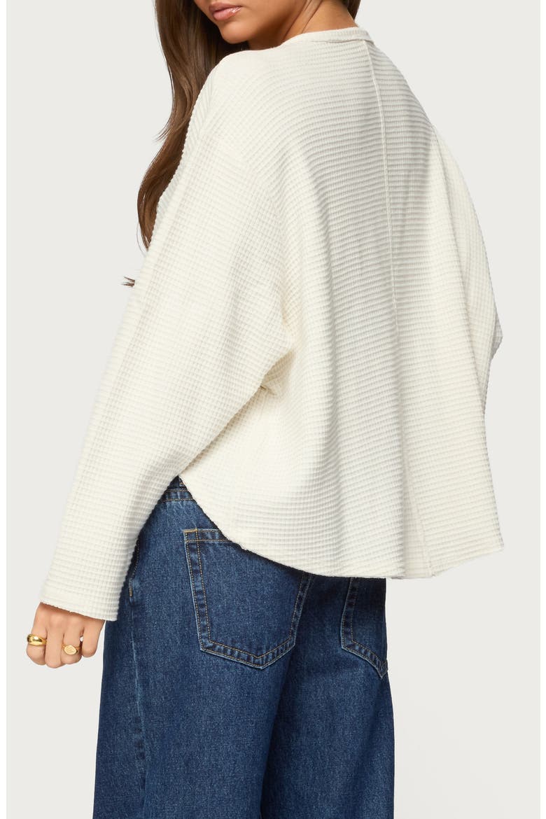 Alisia Oversize Waffle Knit Henley, Alternate, color, BEIGE