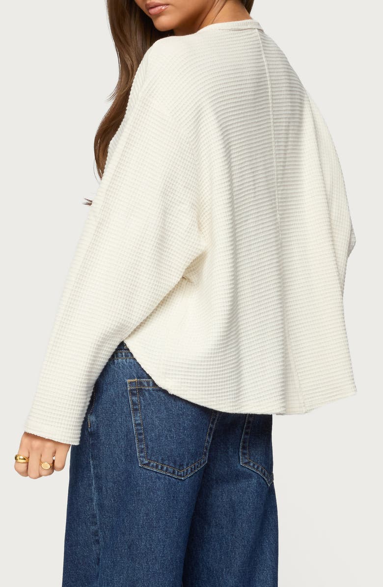 EDIKTED Alisia Oversize Waffle Knit Henley, Alternate, color, 