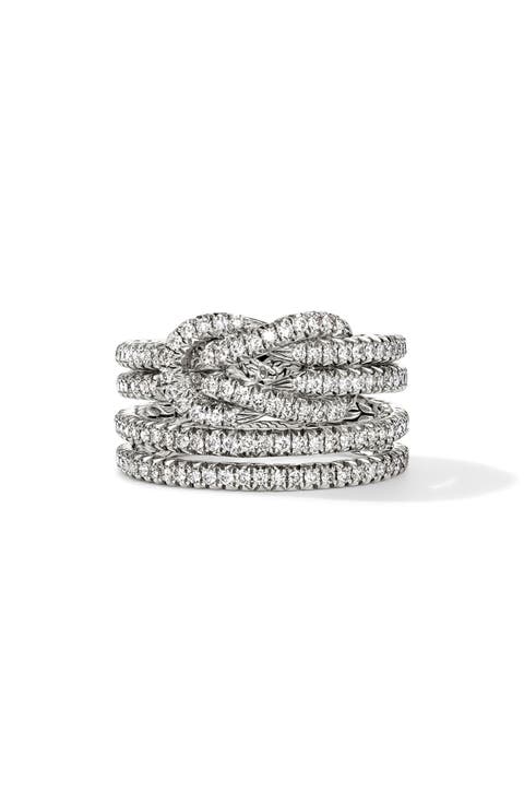 Love Knot Ring, Sterling Silver, Diamonds