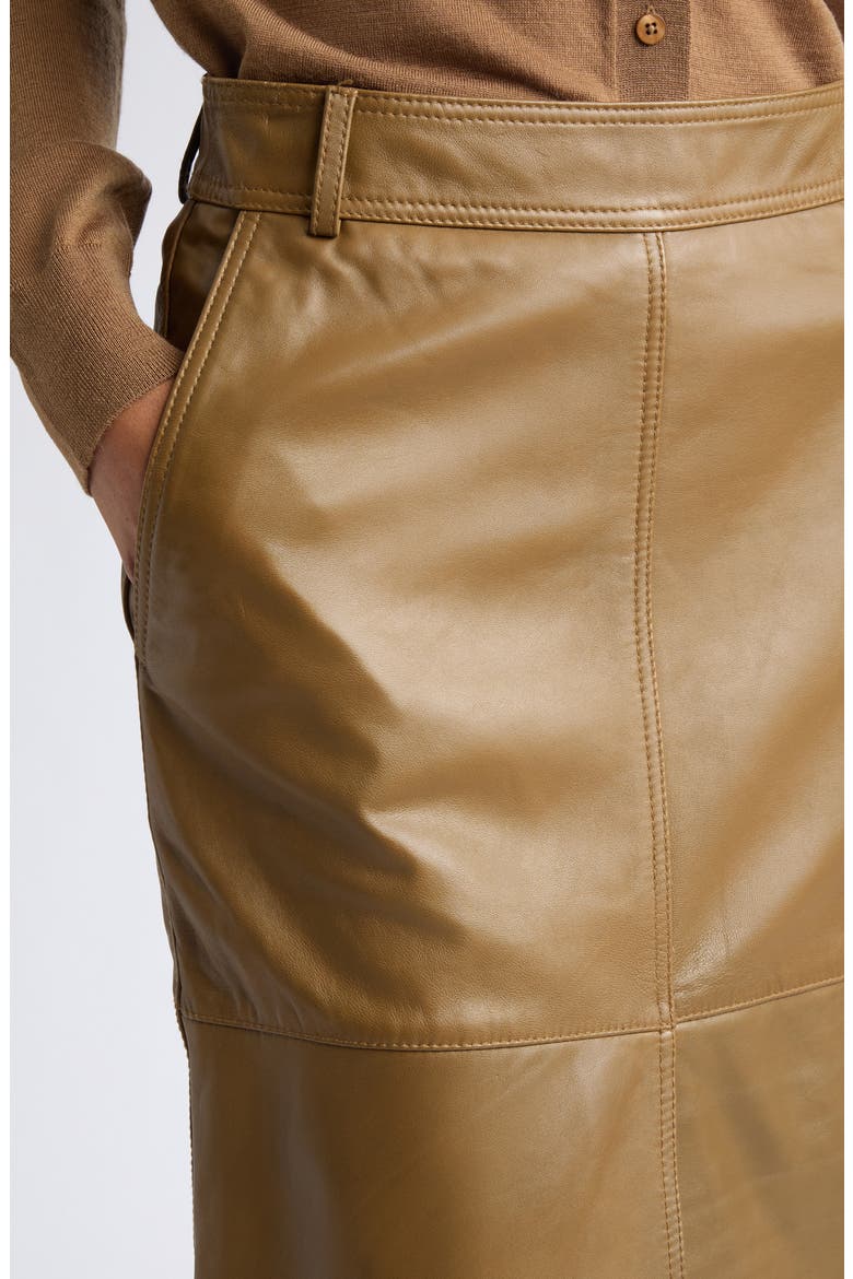 Milly Leather Skirt, Alternate, color, KHAKI GREEN