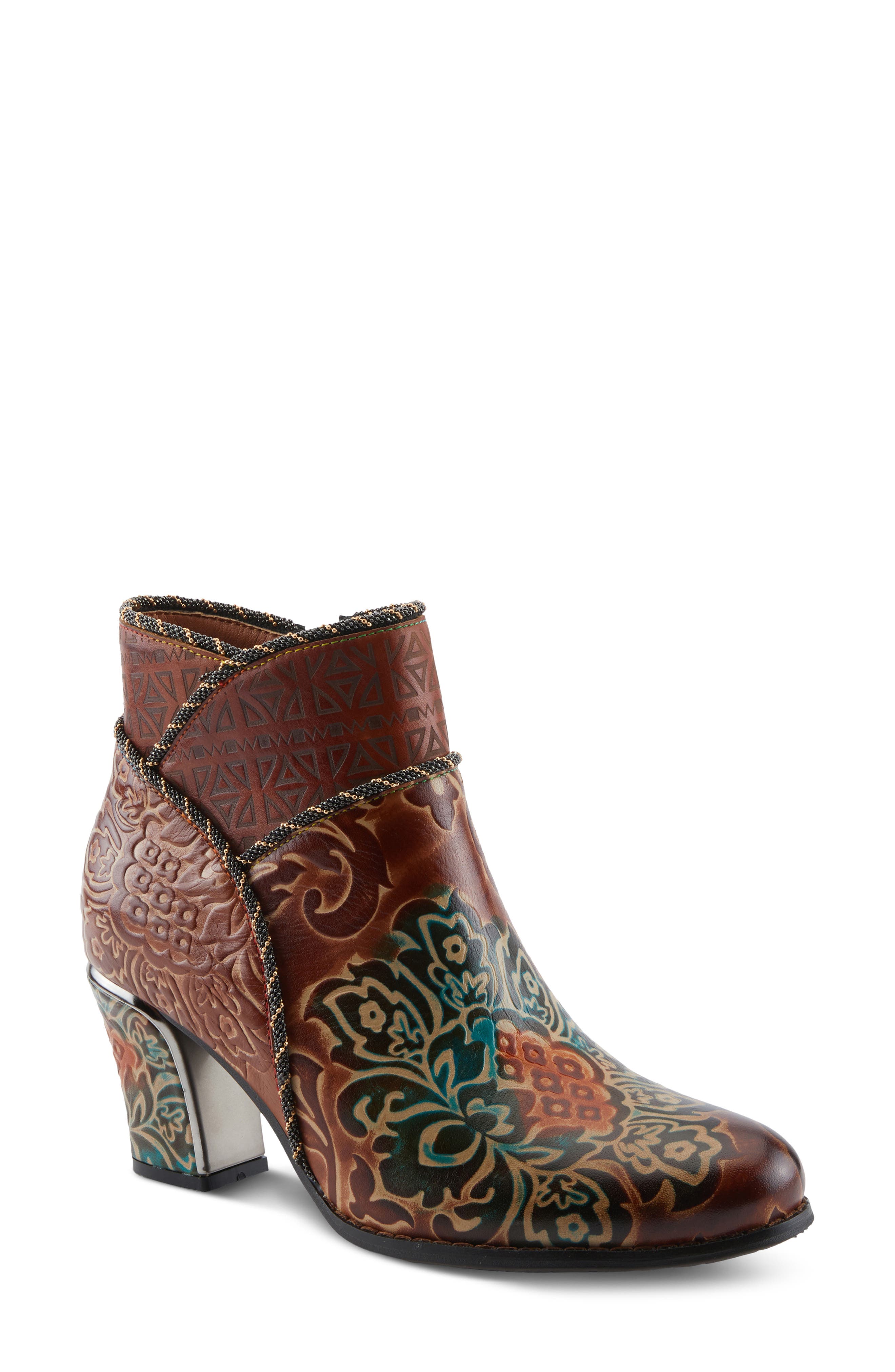 L'Artiste by Spring Step Cherish Bootie, Main, color, Brown Multi