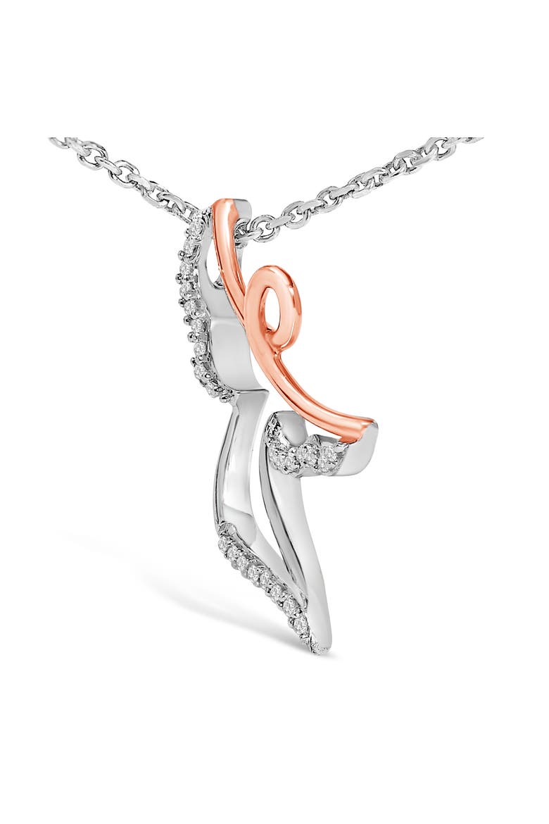 14K Rose Gold Plated Sterling Silver 1/10 Cttw Diamond Angel Pendant Necklace, Alternate, color, White Gold over Silver