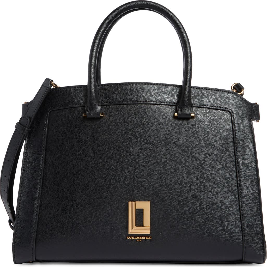 Karl Lagerfeld Paris Simone Leather Satchel In Black