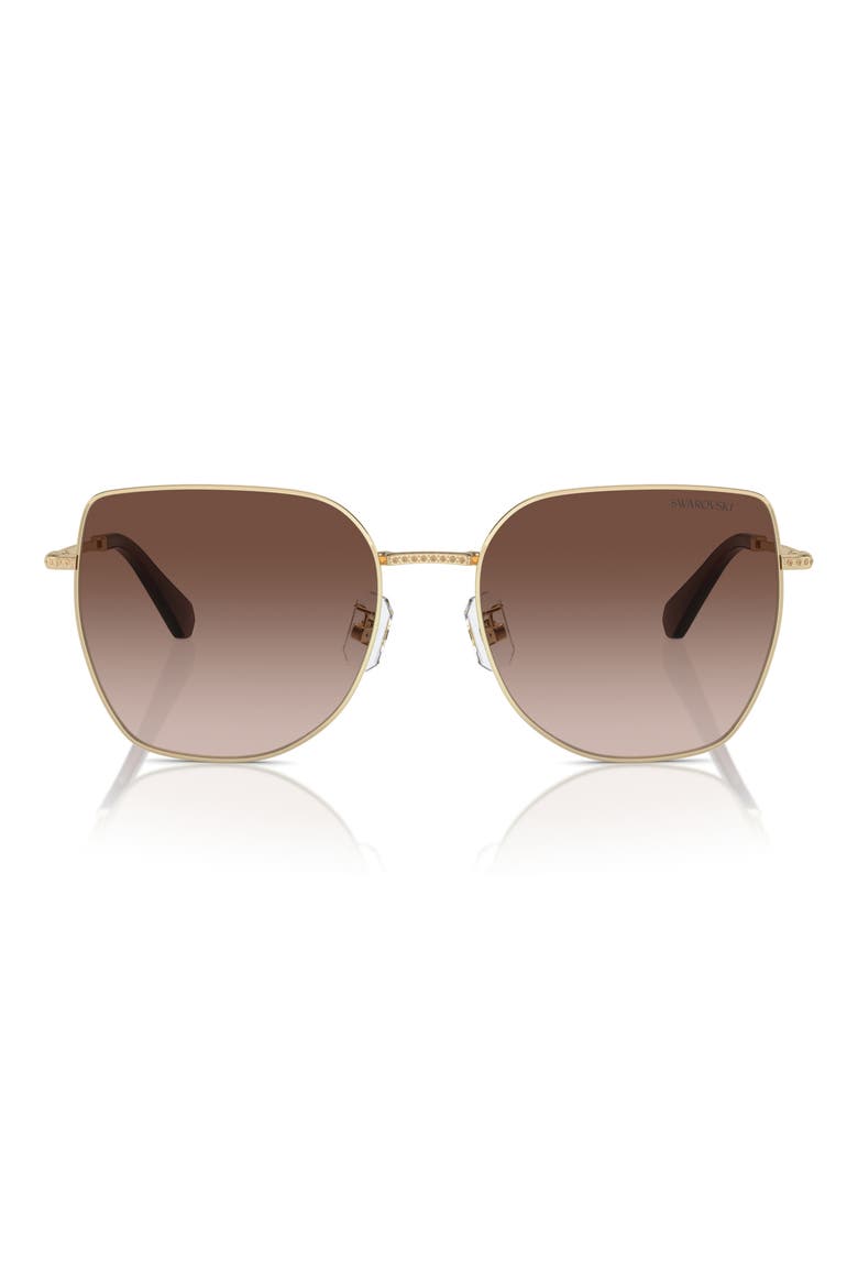 59mm Square Crystal Sunglasses, Main, color, PALE GOLD