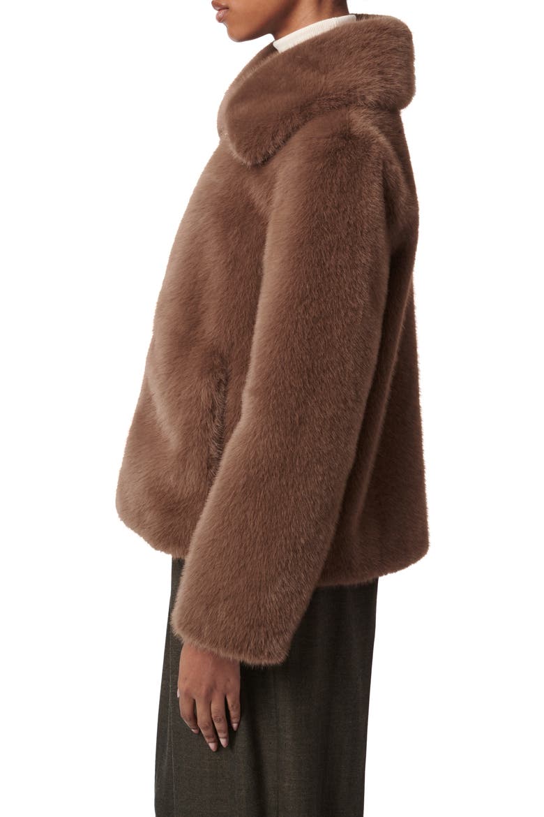 Faux Fur Jacket, Alternate, color, BROWN
