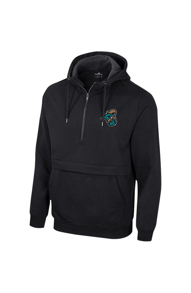 COLOSSEUM Men's Colosseum Black Coastal Carolina Chanticleers Team Half-Zip Pullover Hoodie, Alternate, color, Black