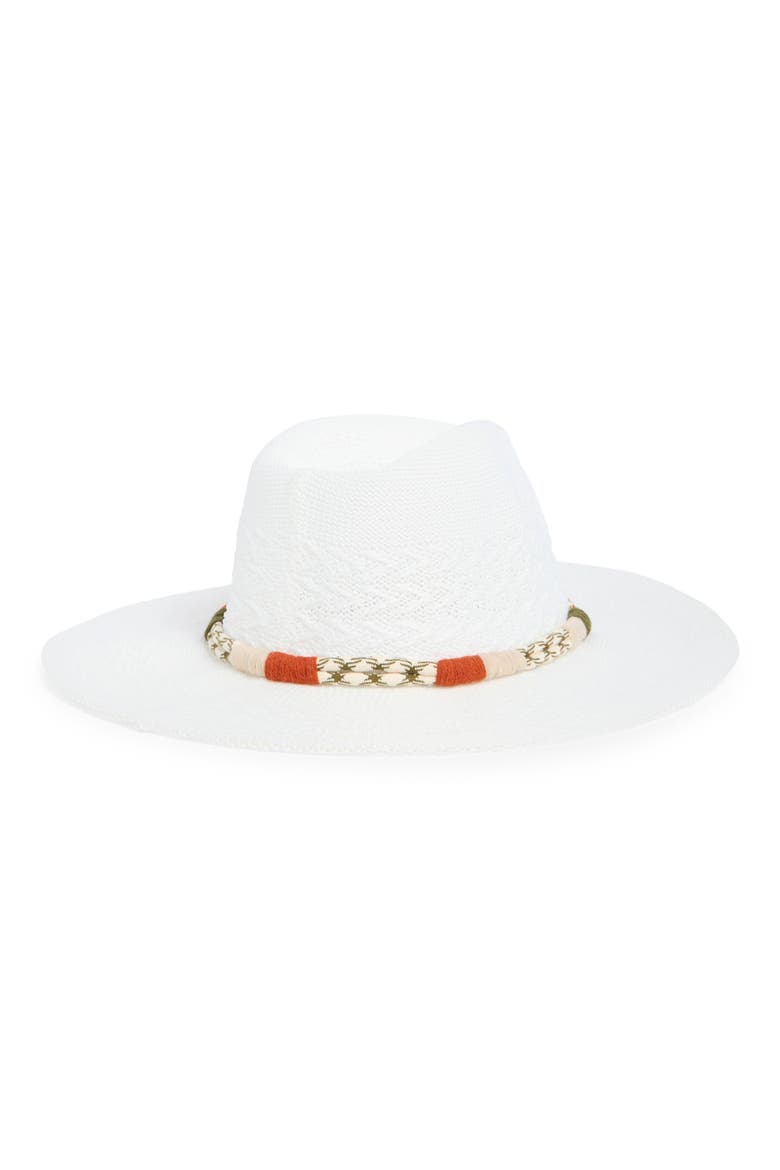Braided Rope Trim Panama Hat, Alternate, color, WHITE