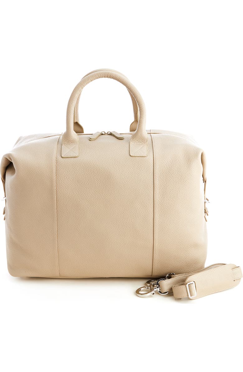 ROYCE New York Weekend Leather Duffle Bag, Main, color, Taupe