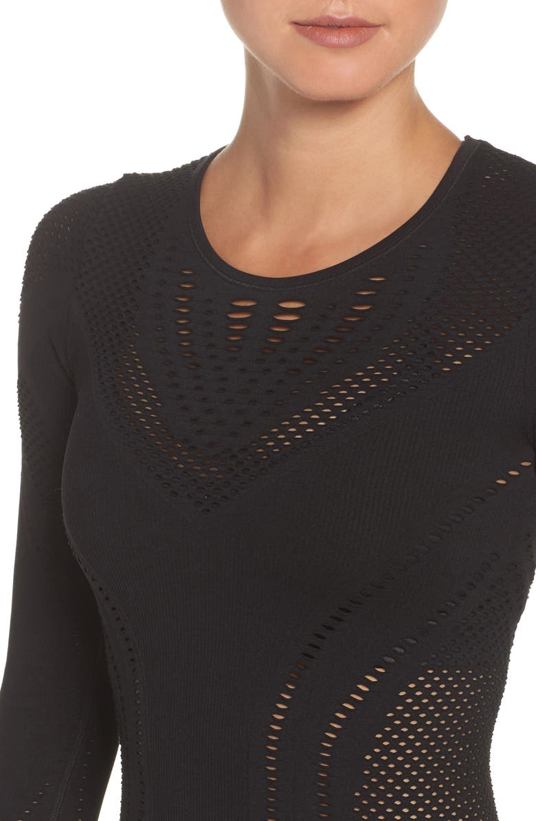 Alo Lark Mesh Inset Long Sleeve Yoga Top, Alternate, color, 