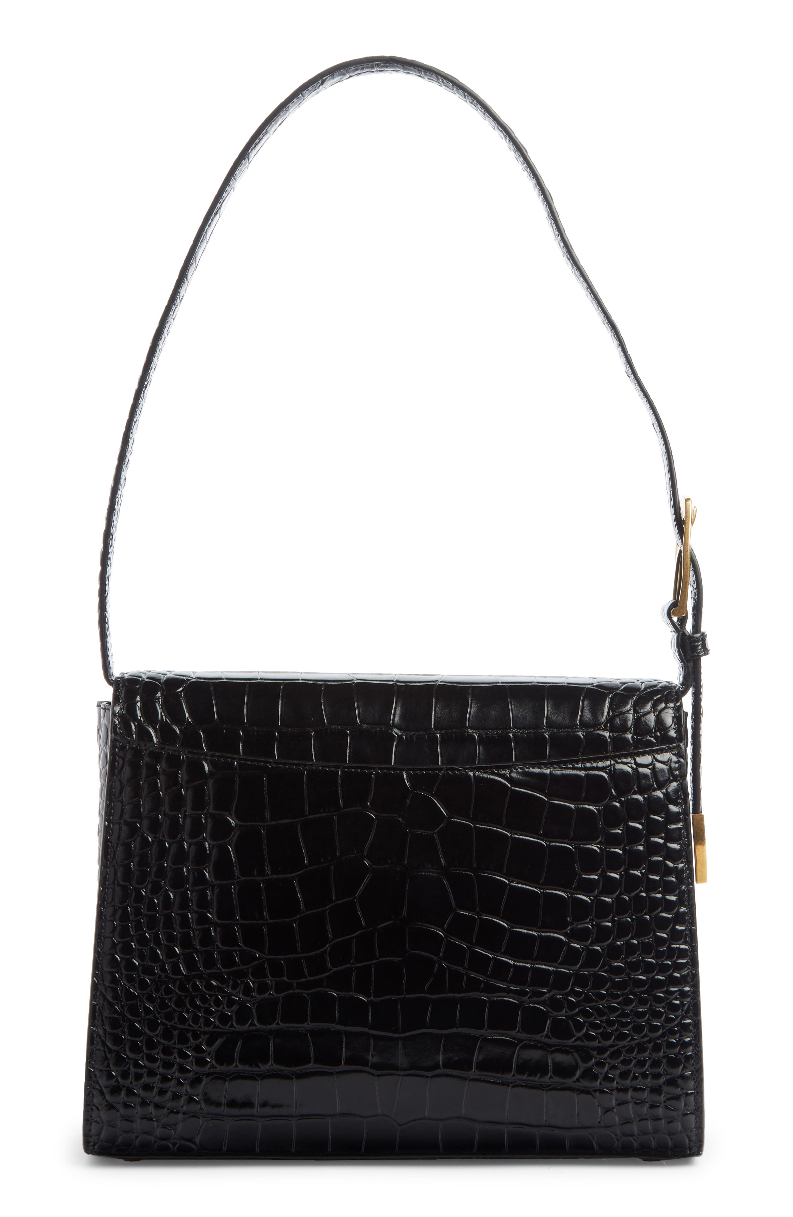 Balenciaga Croc Embossed Calfskin Leather Shoulder Bag, Alternate, color, 