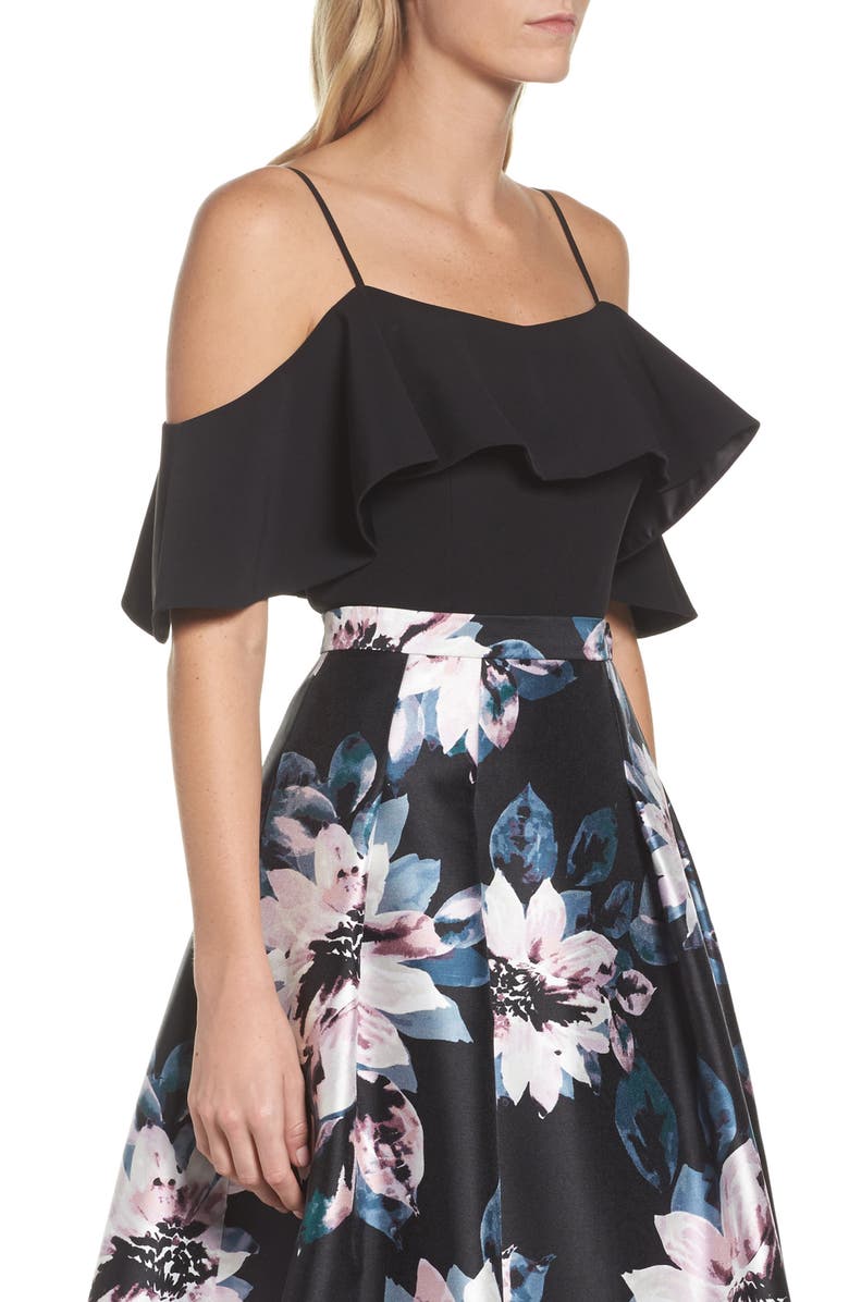 Eliza J Ruffled Cold Shoulder Top, Alternate, color, 