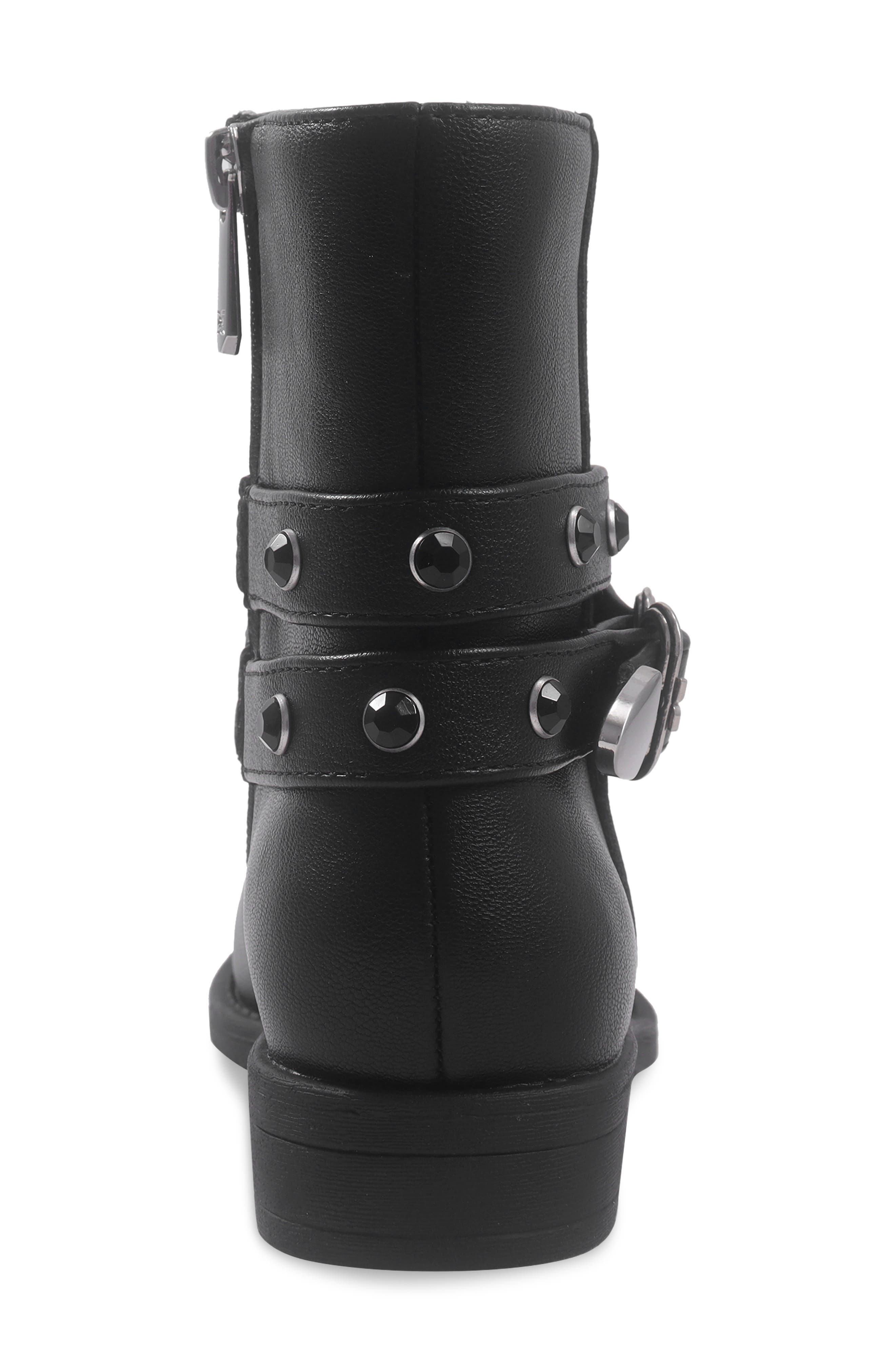 Kids' Rider Stones Faux Leather Ankle Boot, Alternate, color, BLACK