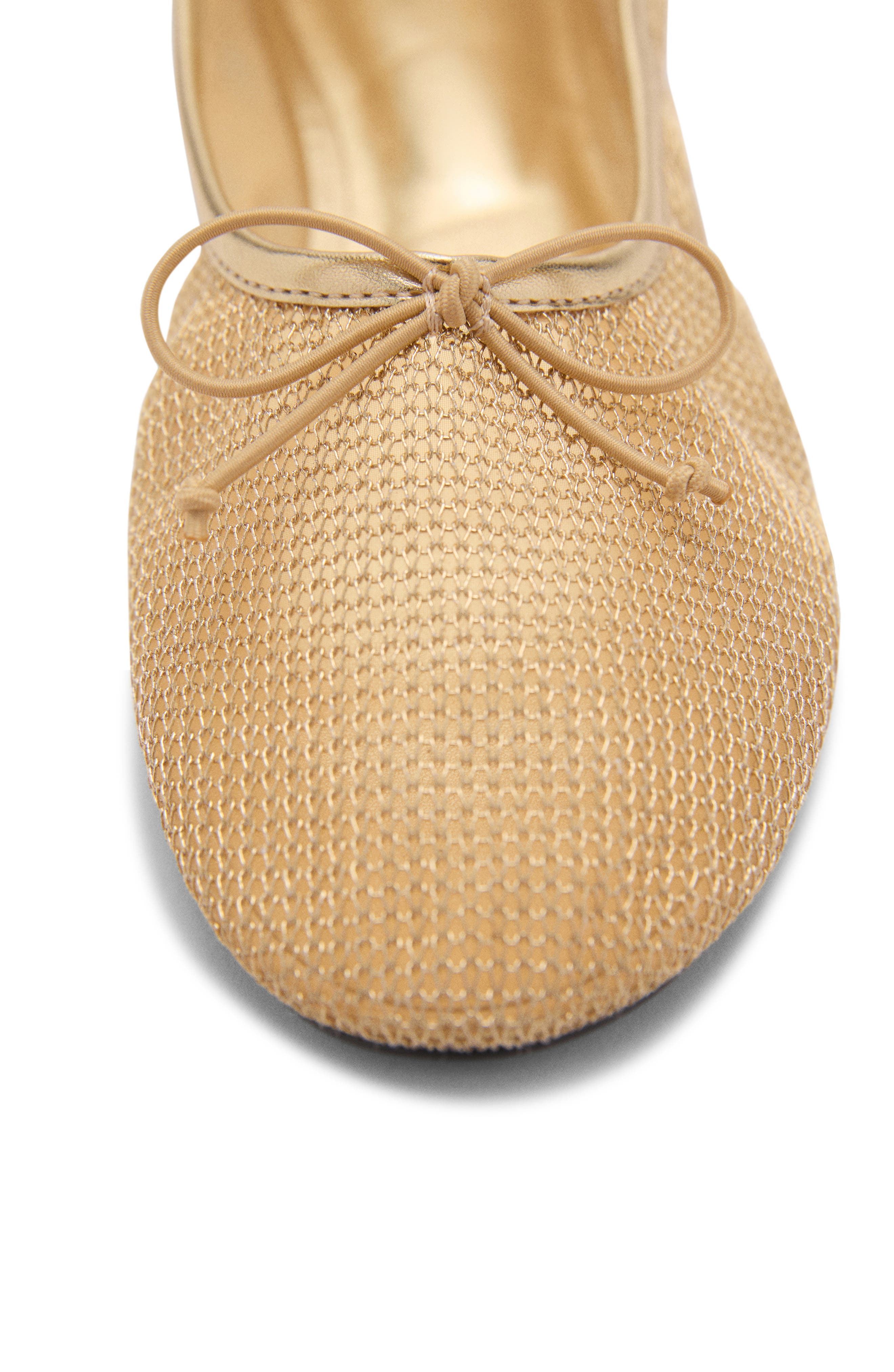 MANGO Mesh Ballerina Flat, Alternate, color, Gold