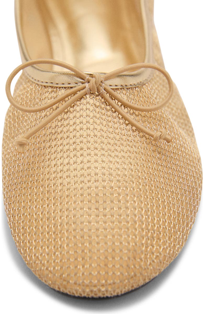 MANGO Mesh Ballerina Flat, Alternate, color, Gold