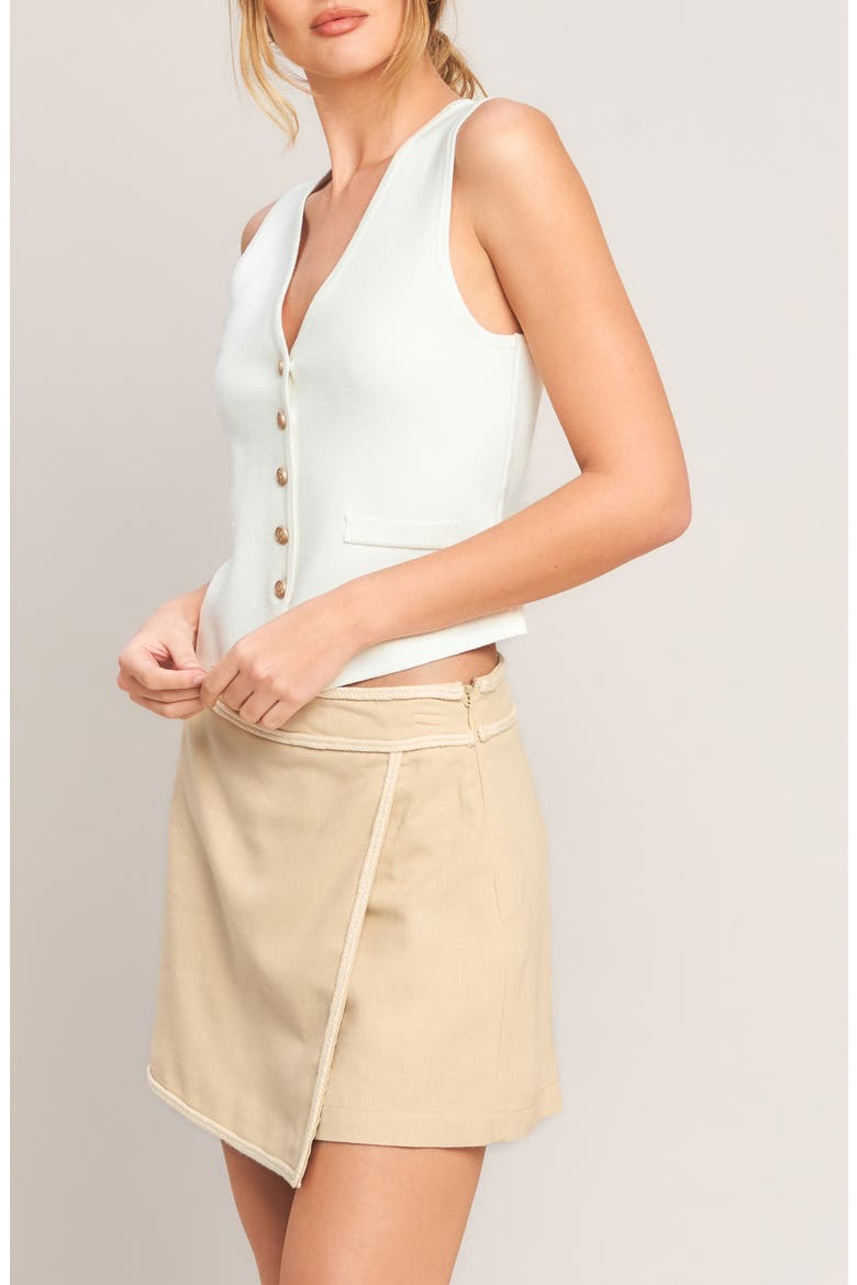 Linen Blend Wrap Skort, Alternate, color, BEIGE