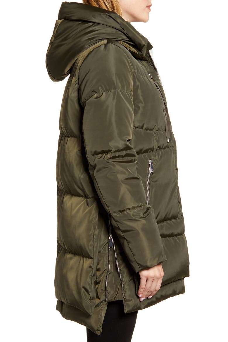Faux Shearling Lined Puffer Coat, Alternate, color, OLIVE