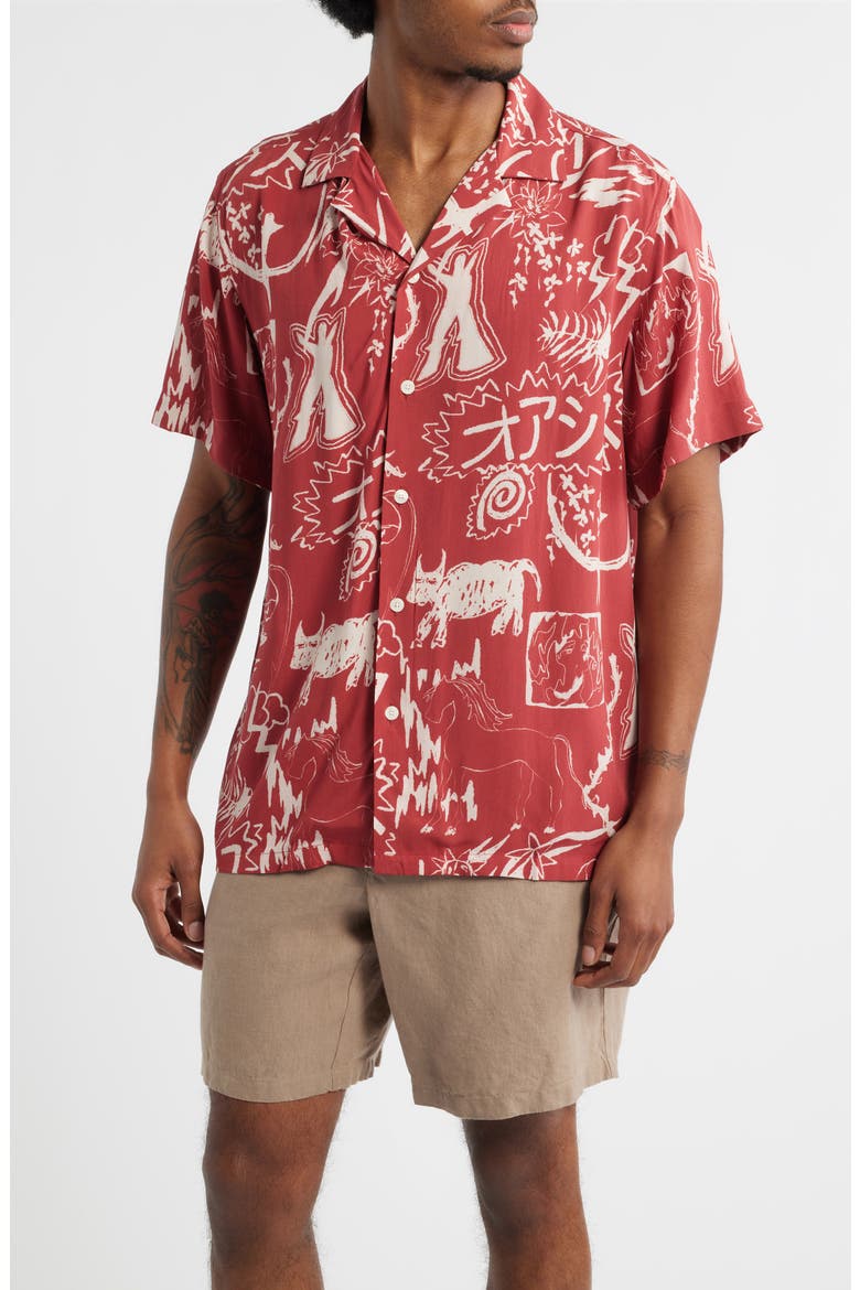 Gensou Rocco Camp Shirt, Main, color, RED