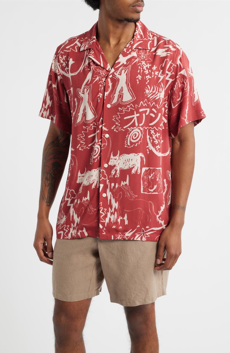 OAS Gensou Rocco Camp Shirt, Main, color, Red