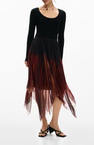 Desigual Long Sleeve Tulle Dress