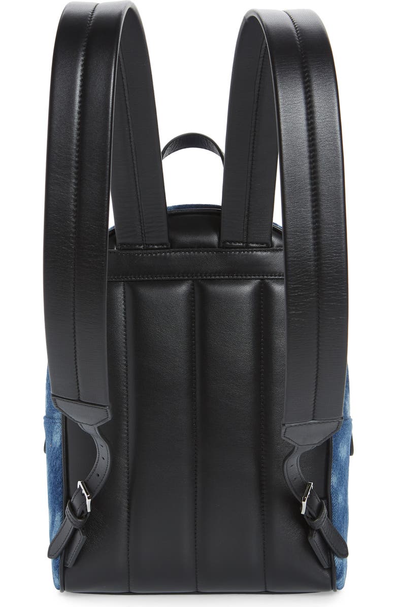 Burberry Quilted Check Bleached Deer Denim Backpack, Alternate, color,