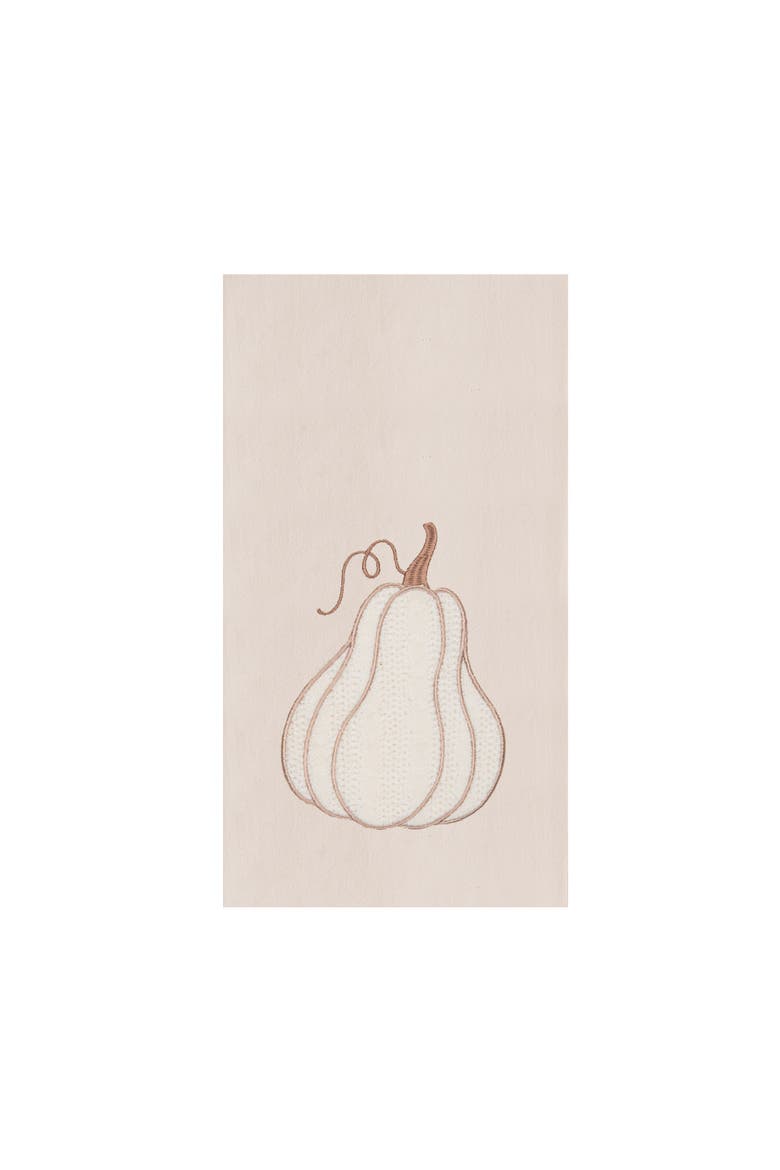 Cable-Knit Gourd Fall Harvest Embroidered 100% Cotton Flour Sack Kitchen Towel, Main, color, White