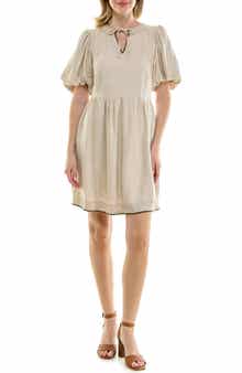 Embroidered Short Sleeve Fit & Flare Dress